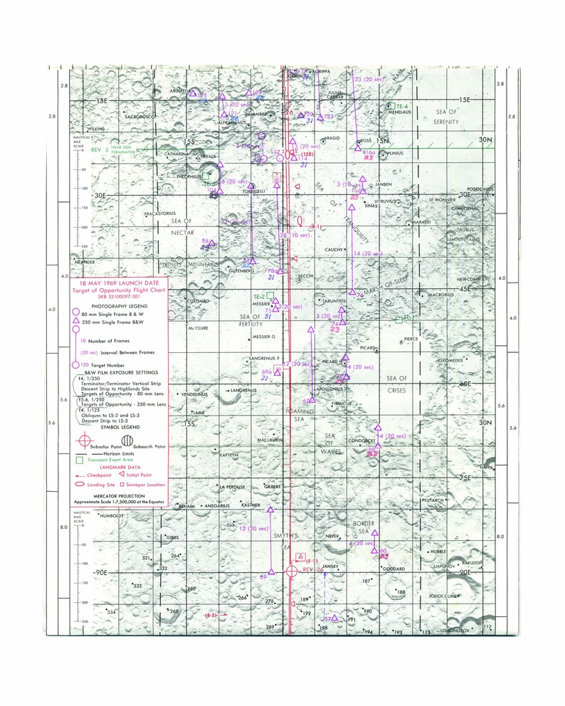 Apollo 10 Lunar Target Chart Print: 1969 NASA Moon Mission - Etsy