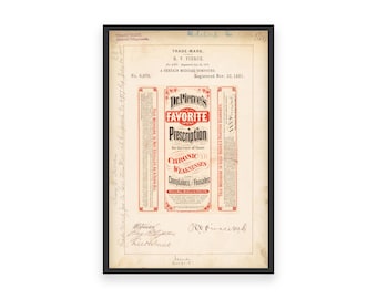 Lámina artística con etiqueta de medicamento del Dr. Pierce – Decoración médica vintage