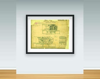 Printing Press Patent Art – 1833 Vintage Invention Print