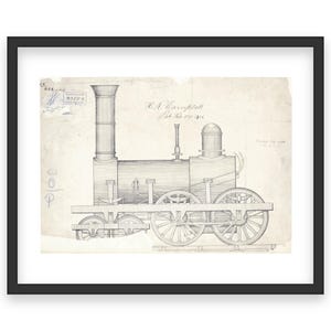 Locomotive Engine Patent Print 1836 - Antique Railroad Design, Vintage Train Engineering, Industrial Locomotive Art, Rail Enthusiast Gift