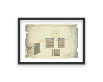 Stampa brevettata di un alveare - Disegno antico di apicoltura del 1852
