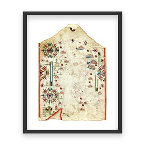 16th Century Nautical Portolan Chart - Mediterranean and European Coastlines, Early Maritime Navigation, Compass Rose, and Sea Routes Map