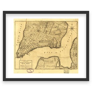 Carte du XVIIIe siècle de la ville de New York et de ses environs - Développement urbain historique, aménagement du début de Manhattan, Long Island et zone côtière du New Jersey