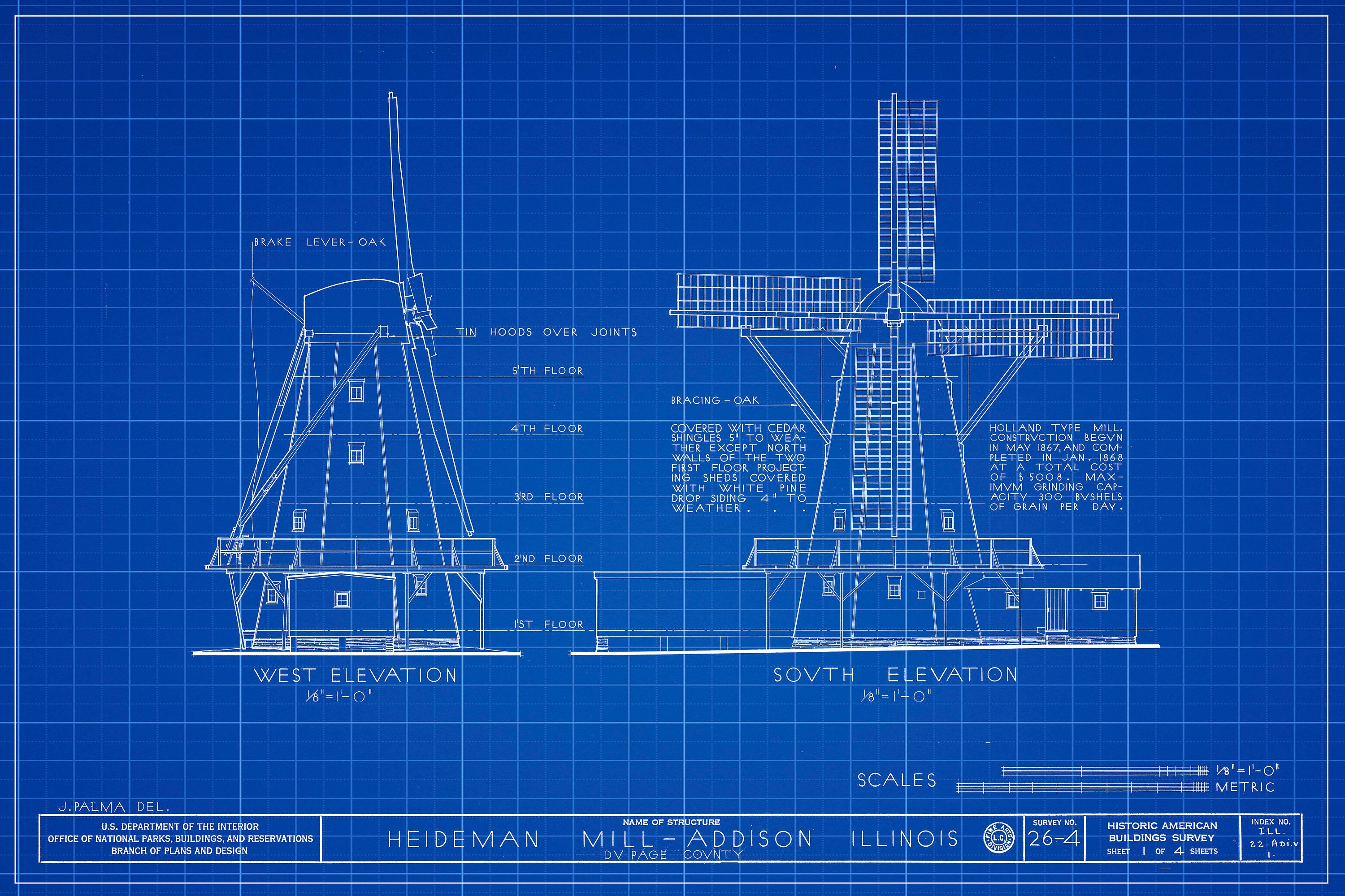 Heideman Mill Blueprint Drawing Mill Poster Windmill - Etsy UK