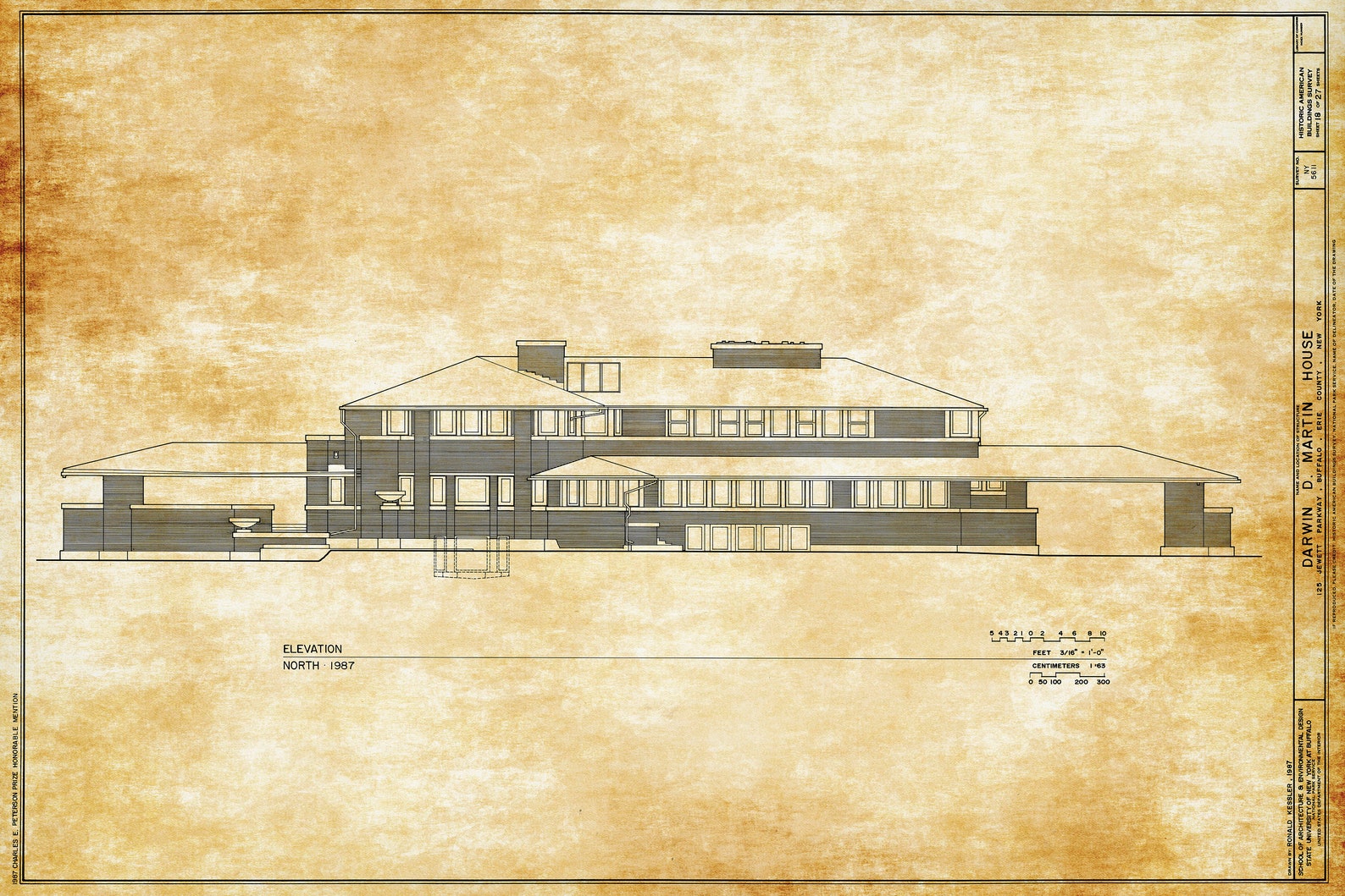 Frank Lloyd Wright - Darwin Martin House Blueprint Art Print - Etsy