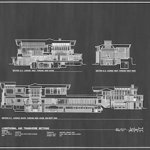 Danathomas House Elevation Drawing Frank Lloyd Wright House - Etsy