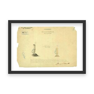Candlestick Patent Print 1844 - Vintage Lighting Art, Antique Candle Holder Design, Historical Home Decor, Unique Gift for Collectors