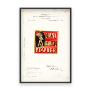 Giant Baking Powder 1884 Poster - Vintage Baking Powder Branding, Classic Kitchen Label Art, Retro Food Collectible Print