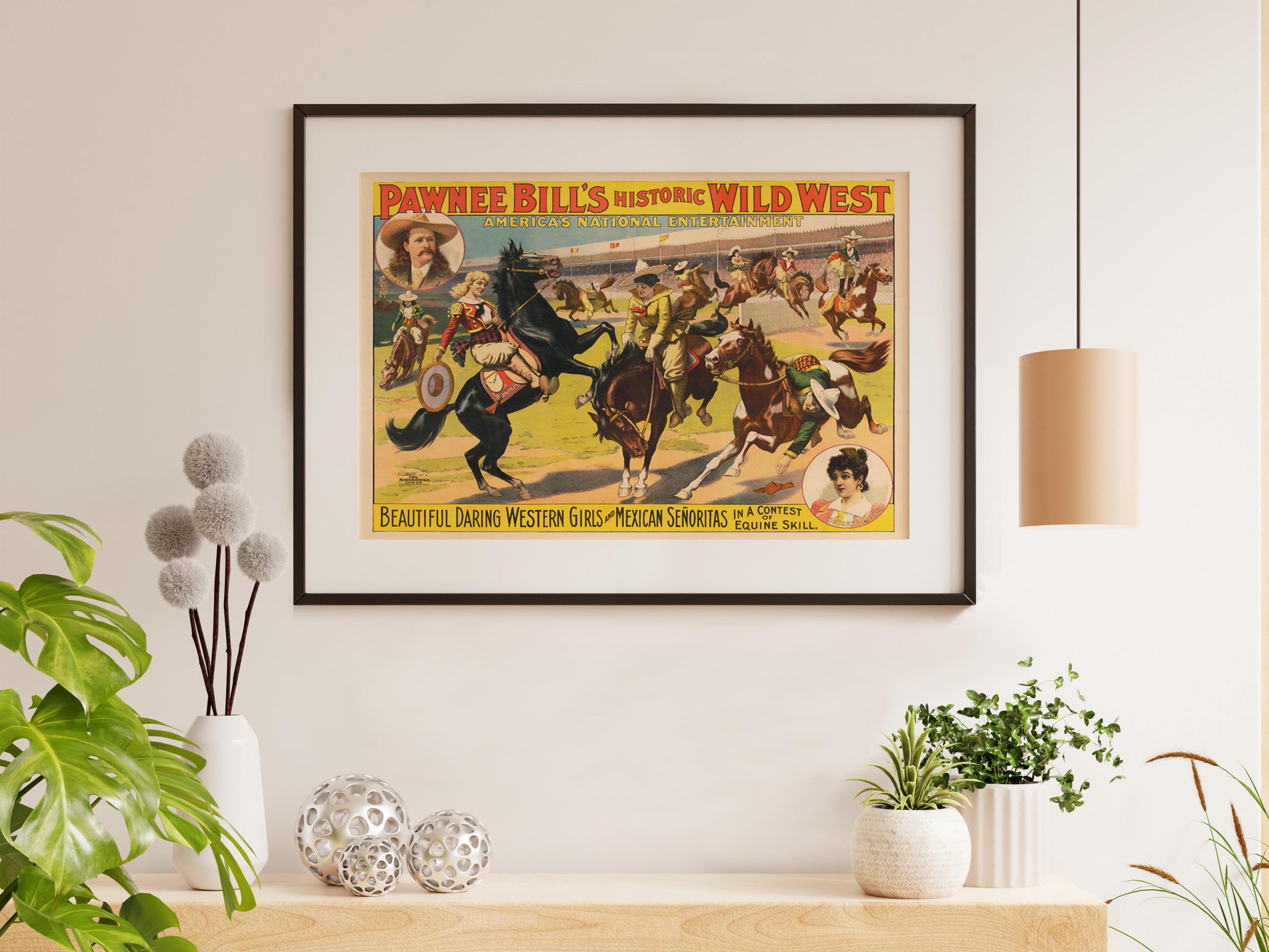 Pawnee Bill's Wild West Show Poster – Vintage Cowboy Art Print - Etsy
