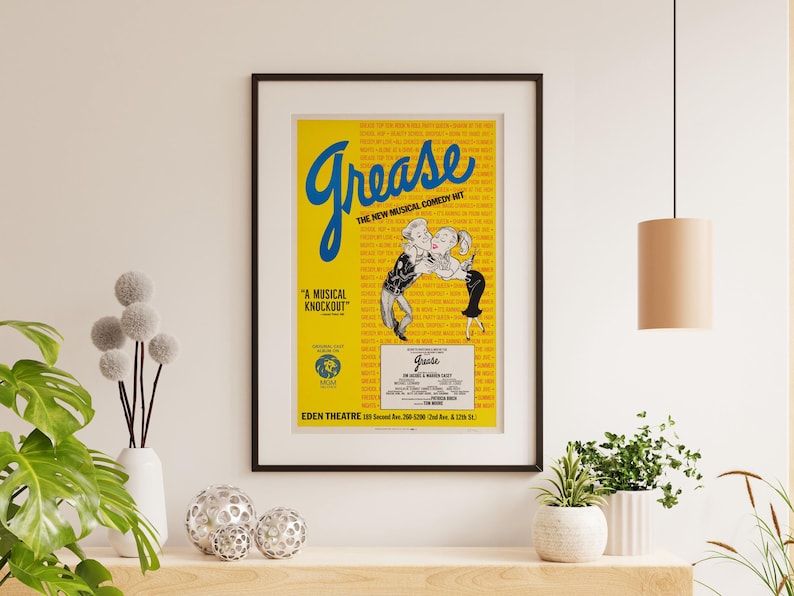 Grease Musical Broadway Poster – 1972 Retro Theater Art - Etsy