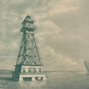 Craighill Channel Lighthouse Blueprint: Maryland Maritime Poster