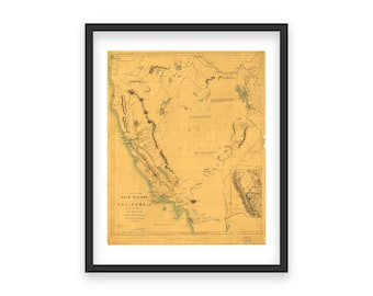 California Gold Rush Map: 1850s Historical Print