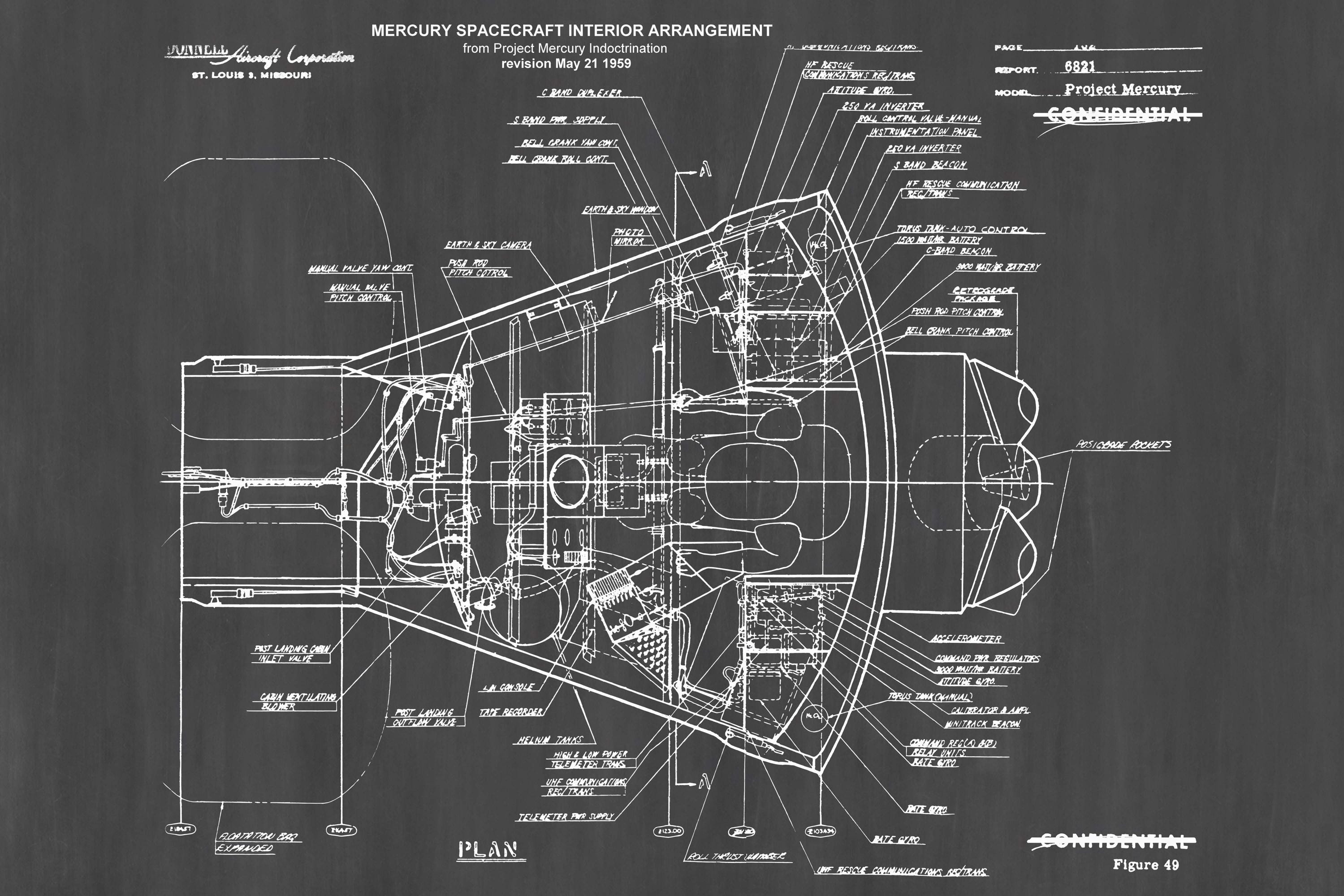 NASA Mercury Space Capsule Blueprint 1959 Project Mercury Diagram nasa-mercury-space-capsule-blueprint-1959-project-mercury-diagram