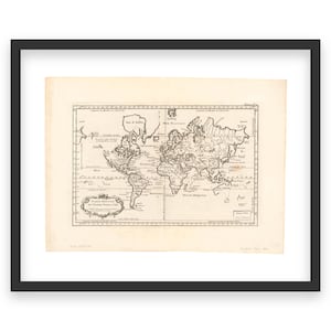 Carte Réduite du Globe Terrestre - 18th Century World Map, Historic Global Exploration Chart, Vintage French Cartography, Reproduction