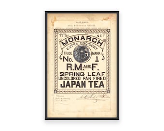 Impresión de té Monarch Japan - Arte vintage con la marca registrada del león