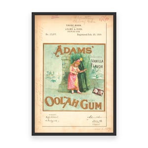 Adams Oolah Gum 1890 Poster: Vintage Candy Label Kunstdruck