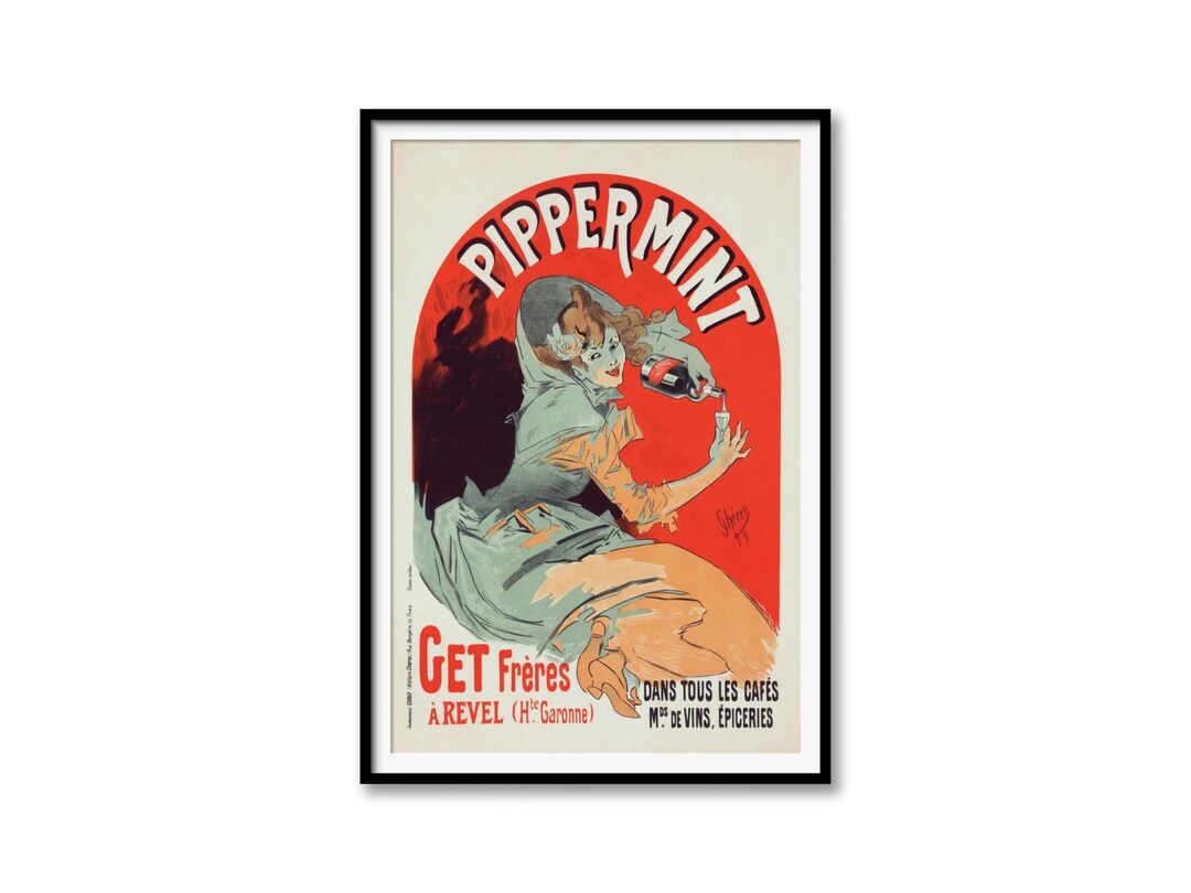 Vintage Peppermint Liqueur Print – Vintage French Liquor Poster ...