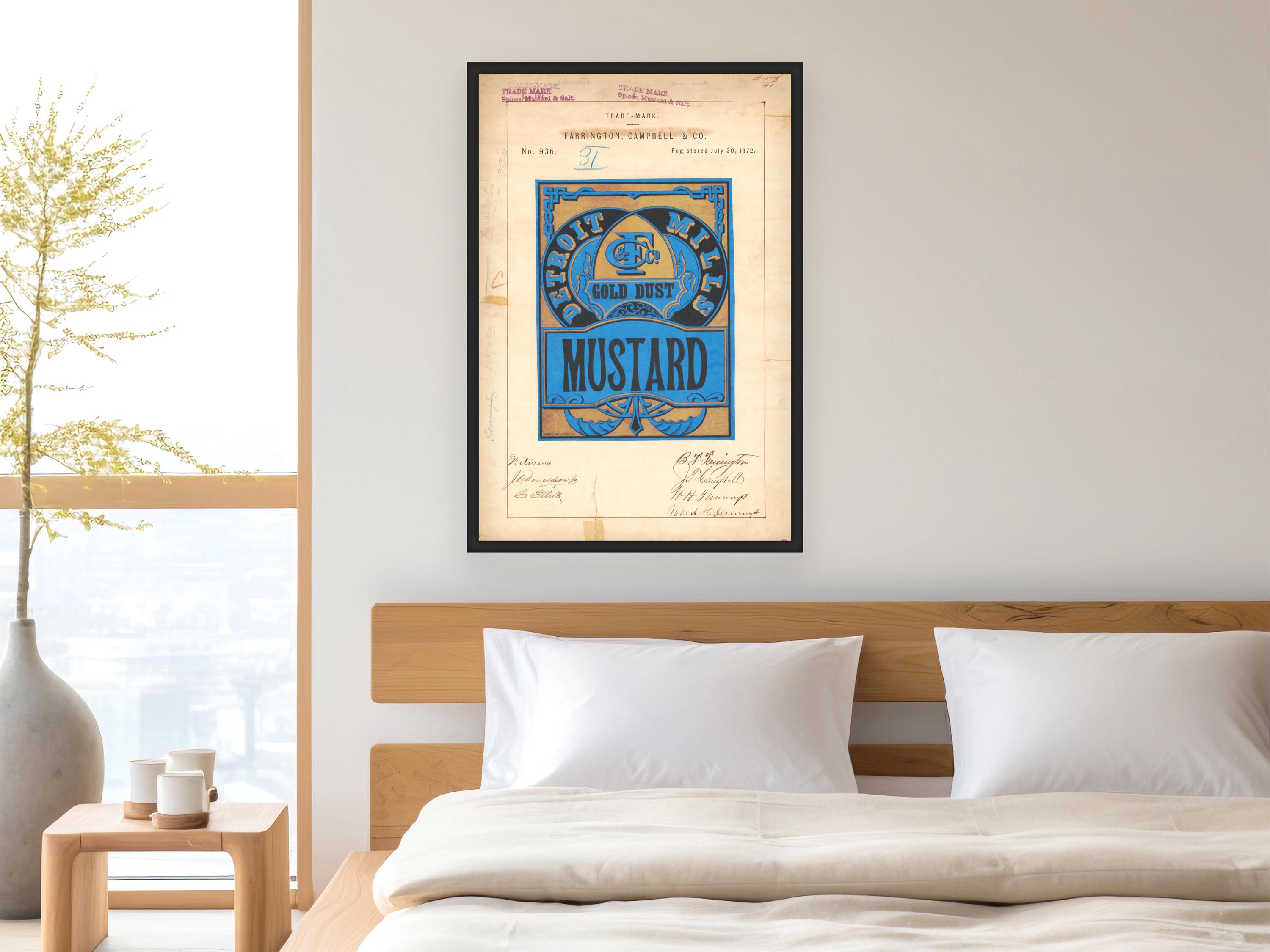 Mills Label R Print Vintage Mustard Label Art Print – Detroit Mills Trademark 1872 - Etsy
