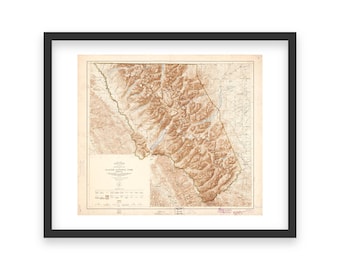 Impresión del mapa topográfico del Parque Nacional Glaciar de 1915: Senderismo y terreno de Montana