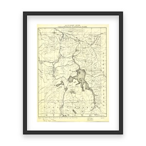 Mappa dei percorsi turistici del Parco Nazionale di Yellowstone del 1900 - Mappa del parco storico, sentieri dettagliati, laghi, caratteristiche geotermiche, primo parco nazionale