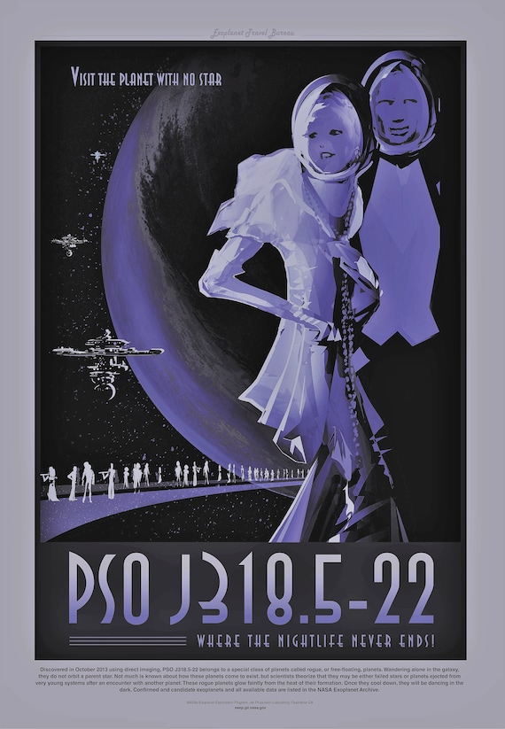 PSO J318 Rogue Planet Art Deco Travel Poster - NASA JPL Print - Etsy