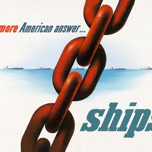 One More American Answer ... Ships Poster - World War 2 Print, World War II Poster, War Poster, War Propaganda Poster, Veteran Gift