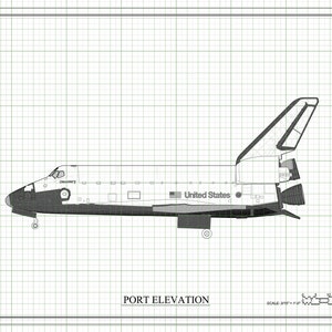 Space Shuttle Discovery Port Elevation Blueprint Poster- Discovery Shuttle Elevation Drawing, Astronaut Poster, NASA Space Shuttle Poster
