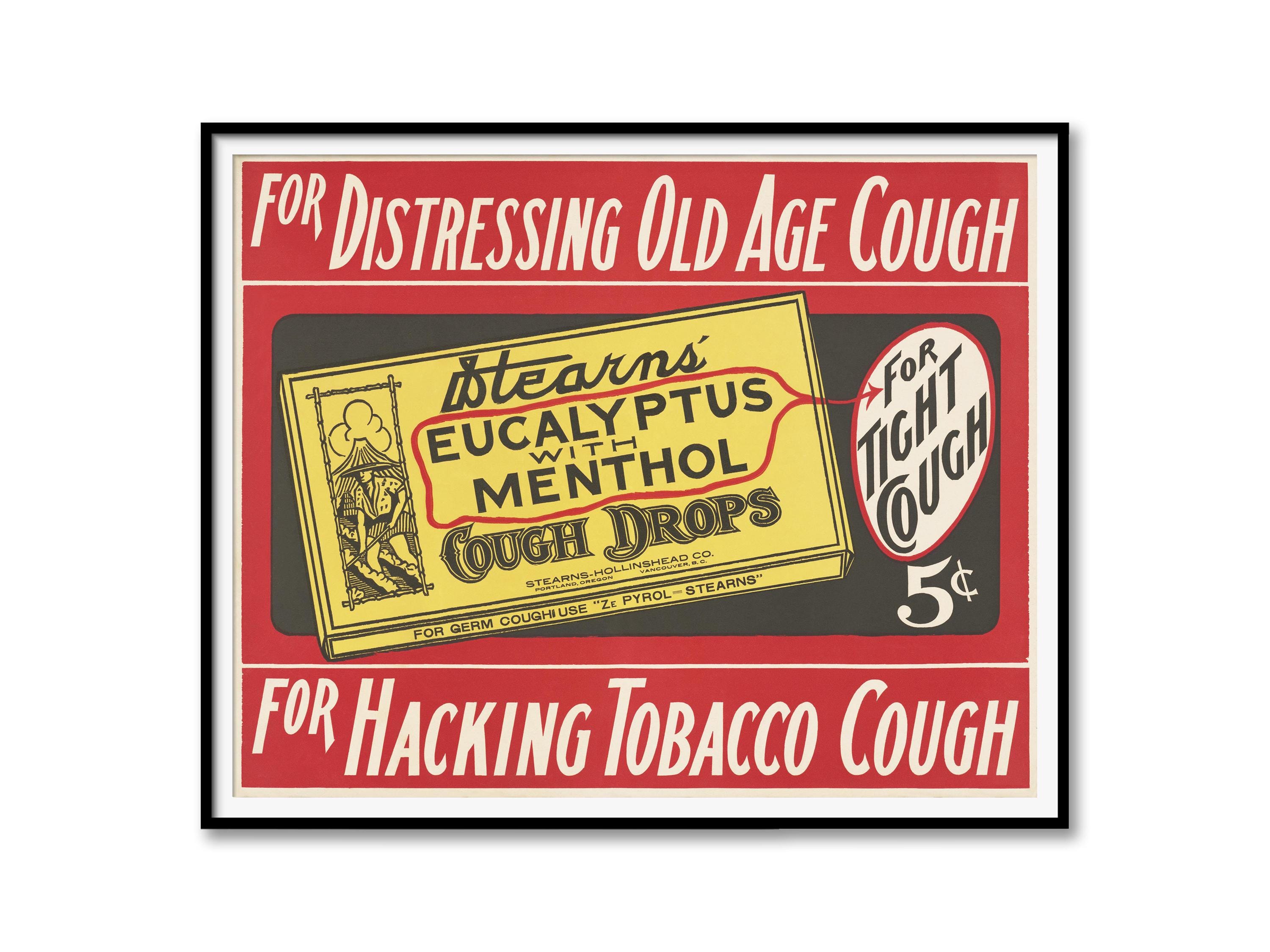 stearns tobacco Vintage Stearns Cough Drops Advertisement Print – Retro Pharmacy Art