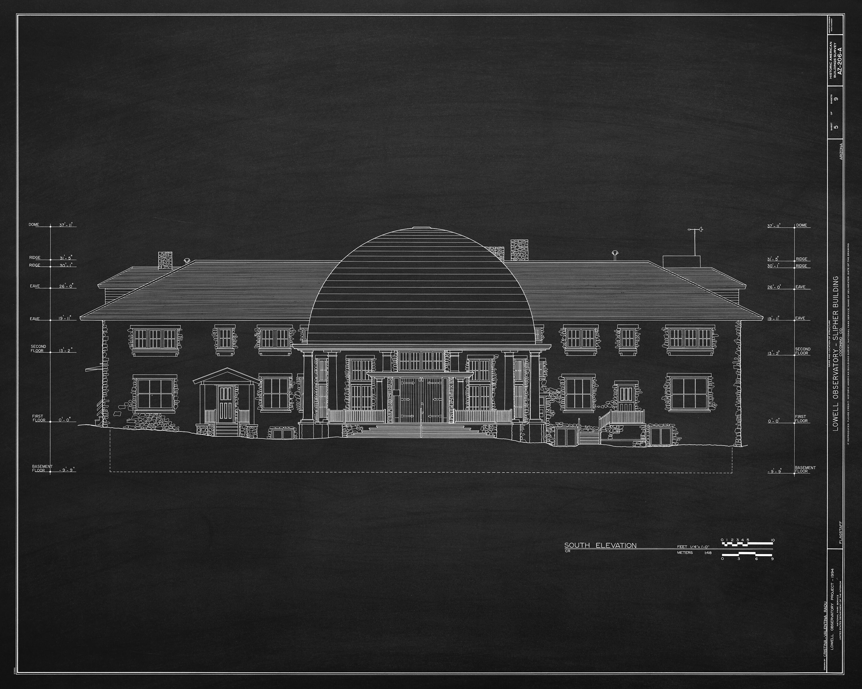 Lowell Observatory Slipher Building Elevation Drawing Etsy UK