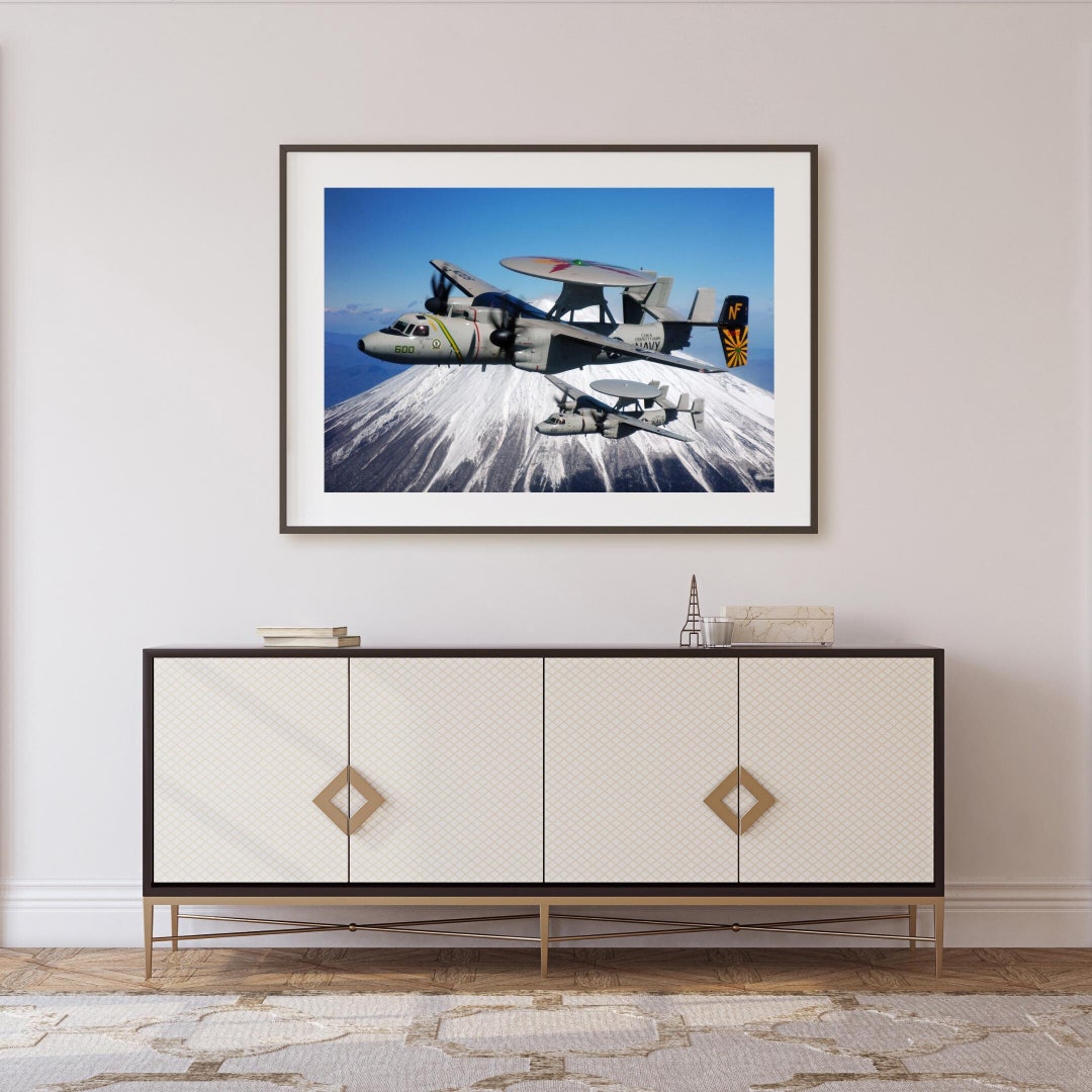 E-2C Hawkeye Over Mount Fuji – Navy Surveillance Aircraft Poster ...