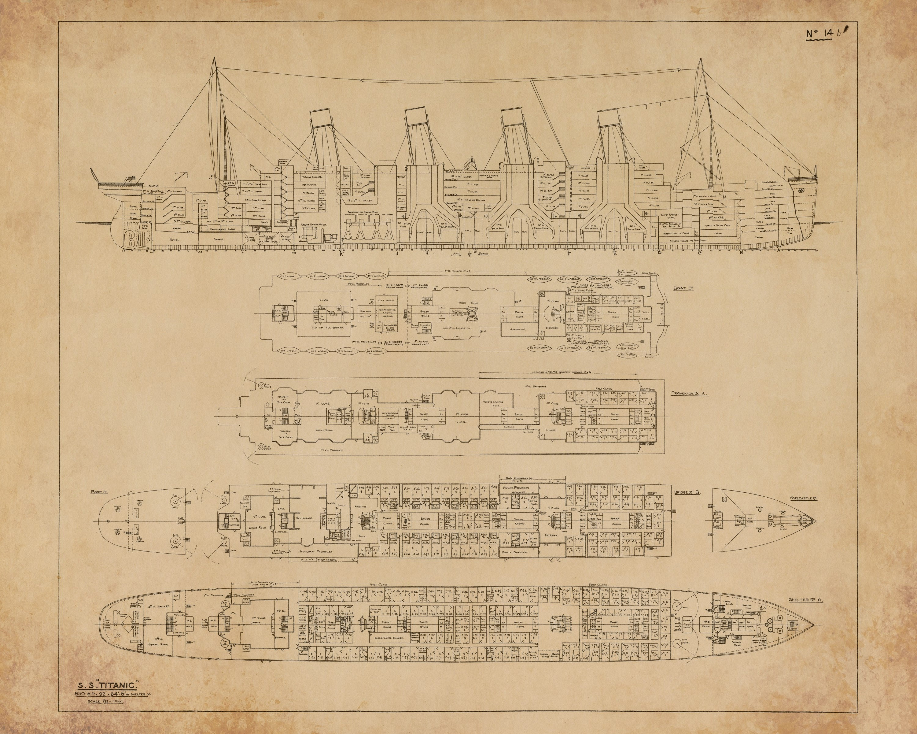 RMSタイタニック号の設計図アートプリント – 船舶の図面 - Etsy 日本