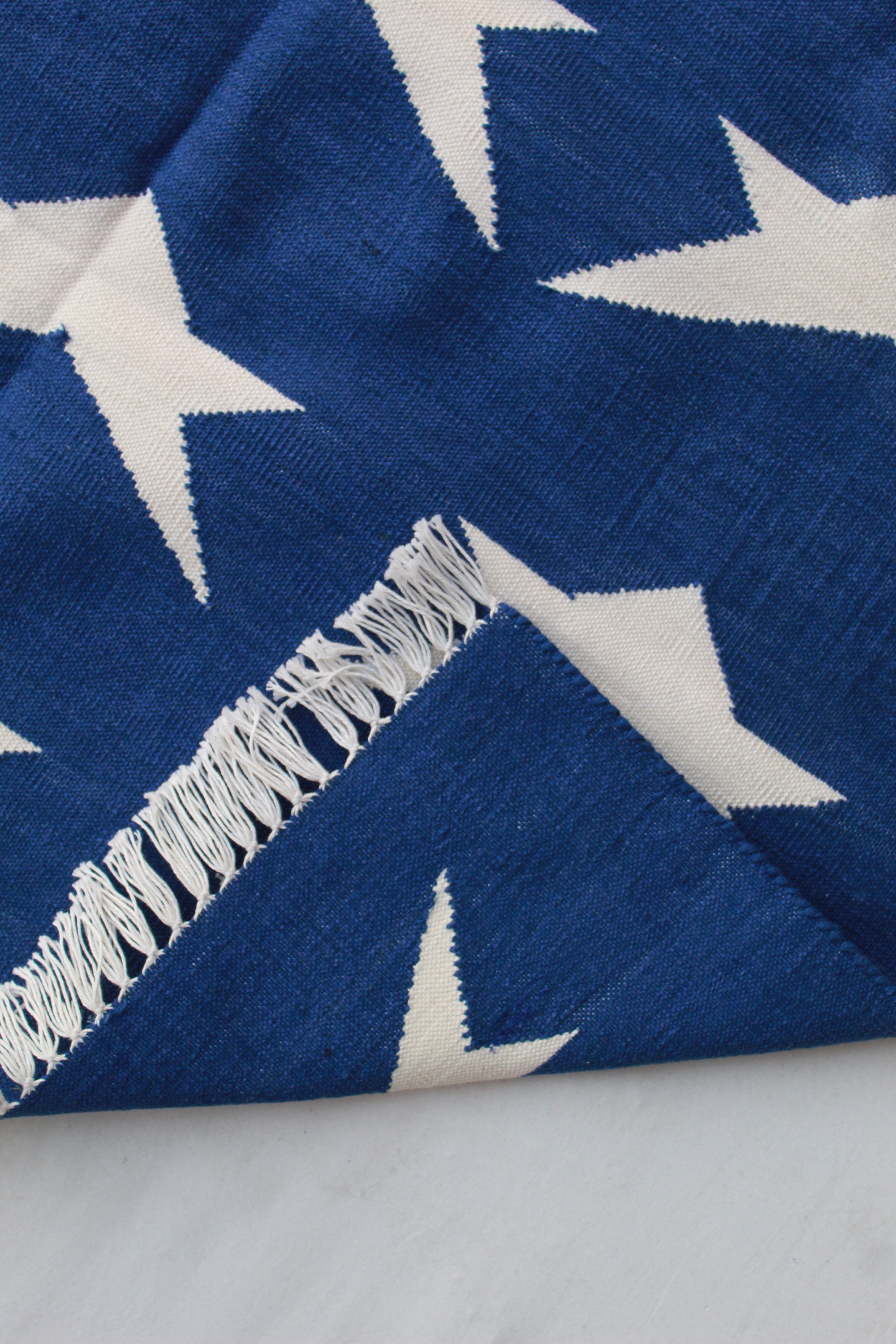 Multisize Handmade Cotton Rugs Navy Blue and White Star Etsy UK