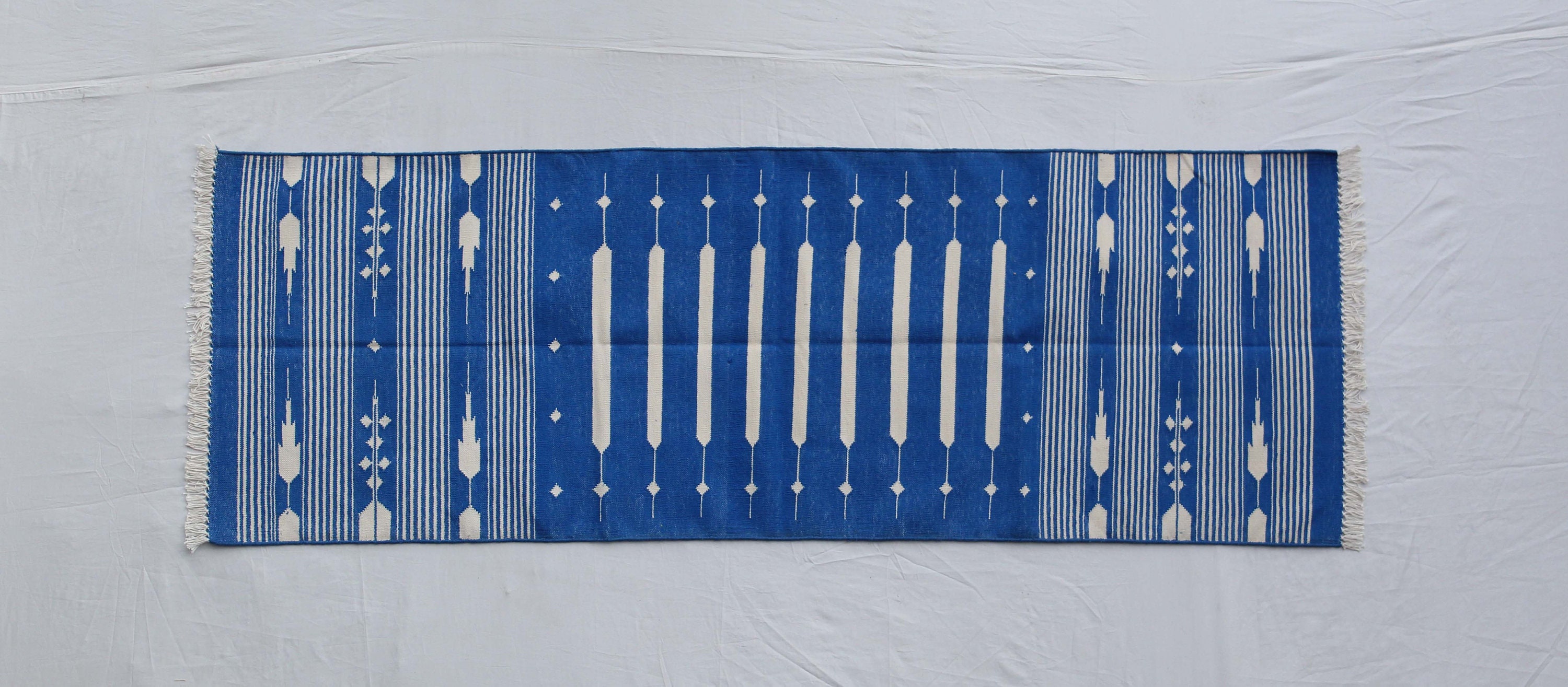 Multisize Runner Indigo Blue and White Striped Rug Runner Etsy UK