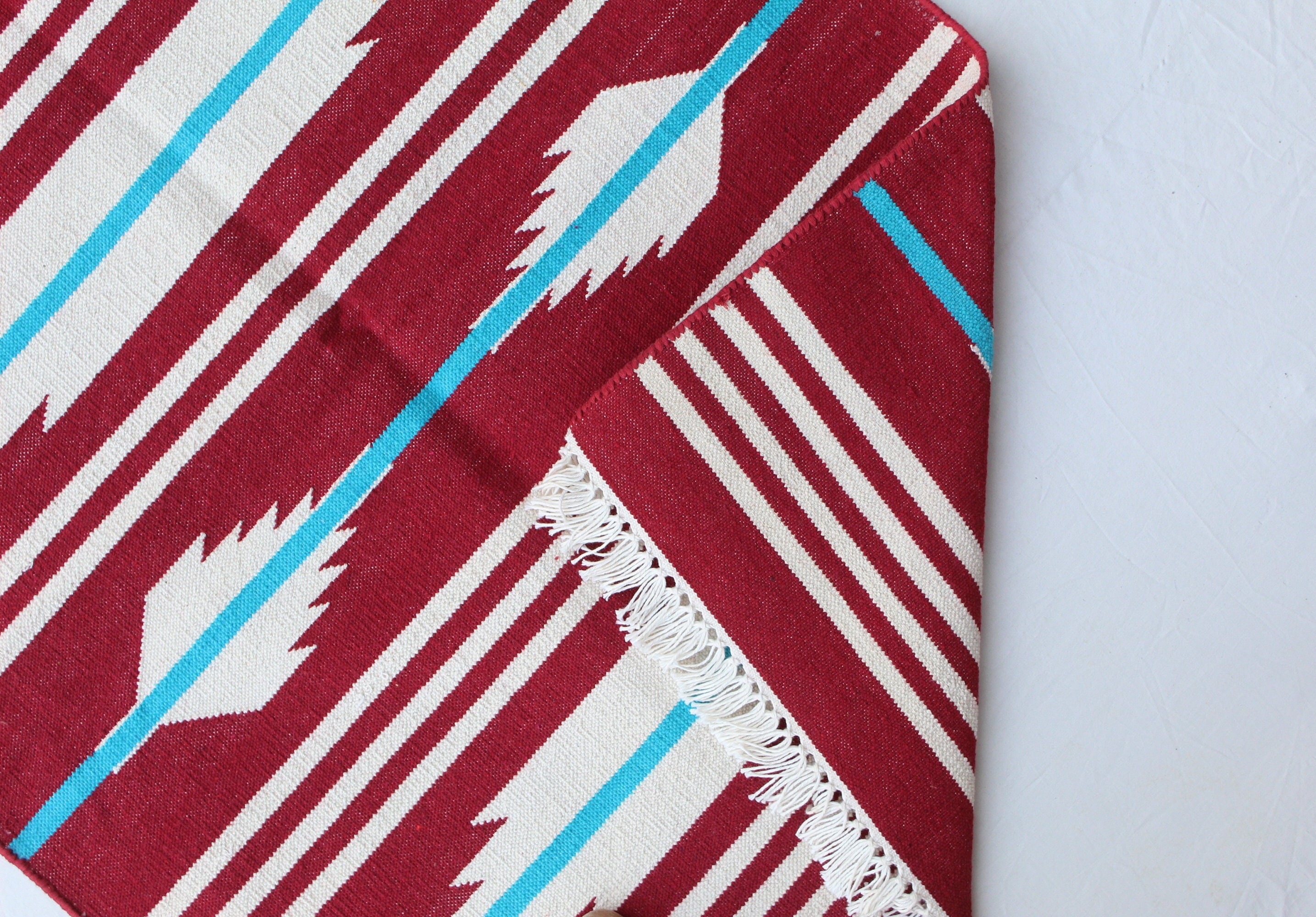 Multisize Handmade Cotton Runner Rug Washable Flat Woven Red Etsy UK