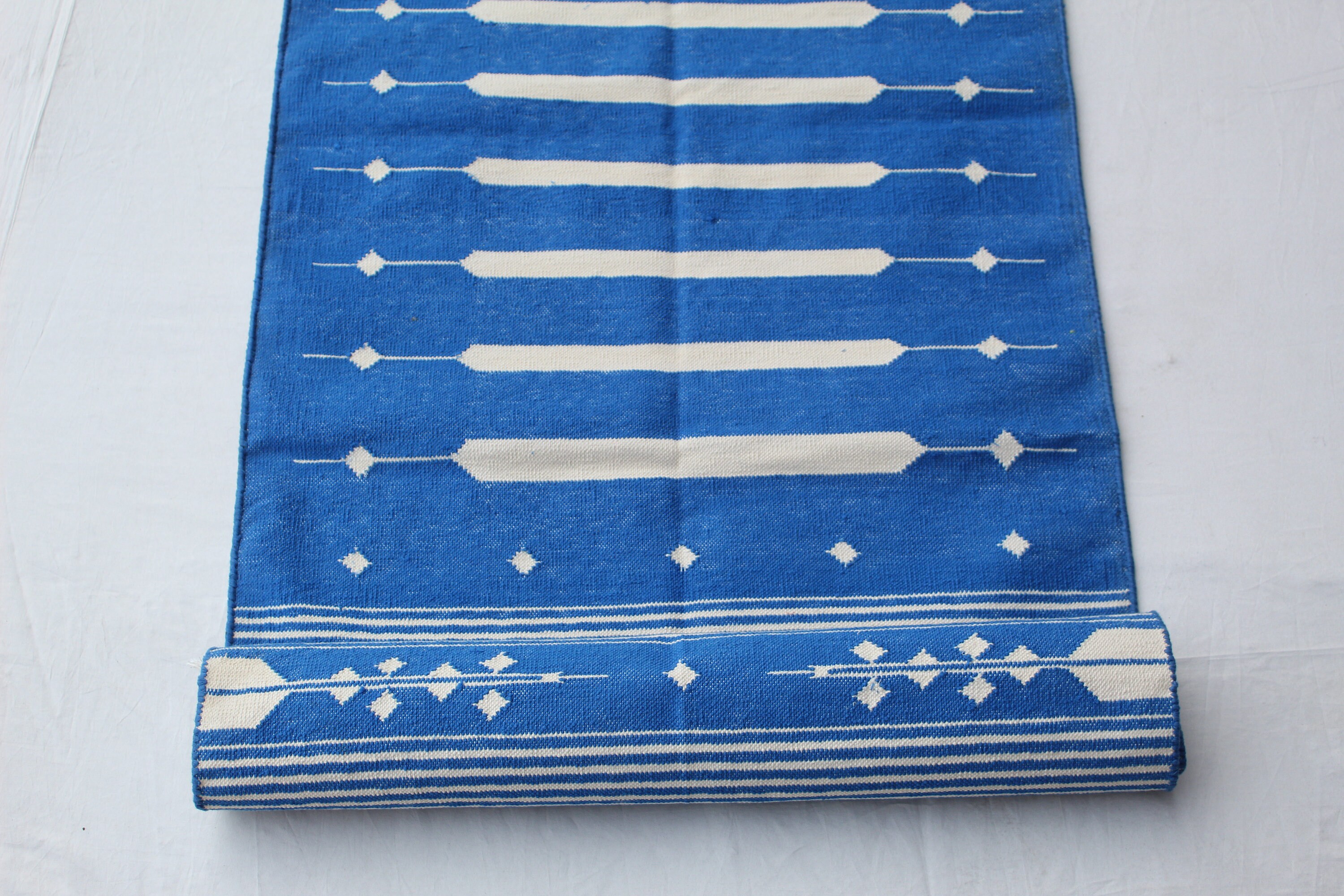 Multisize Runner Indigo Blue and White Striped Rug Runner Etsy UK