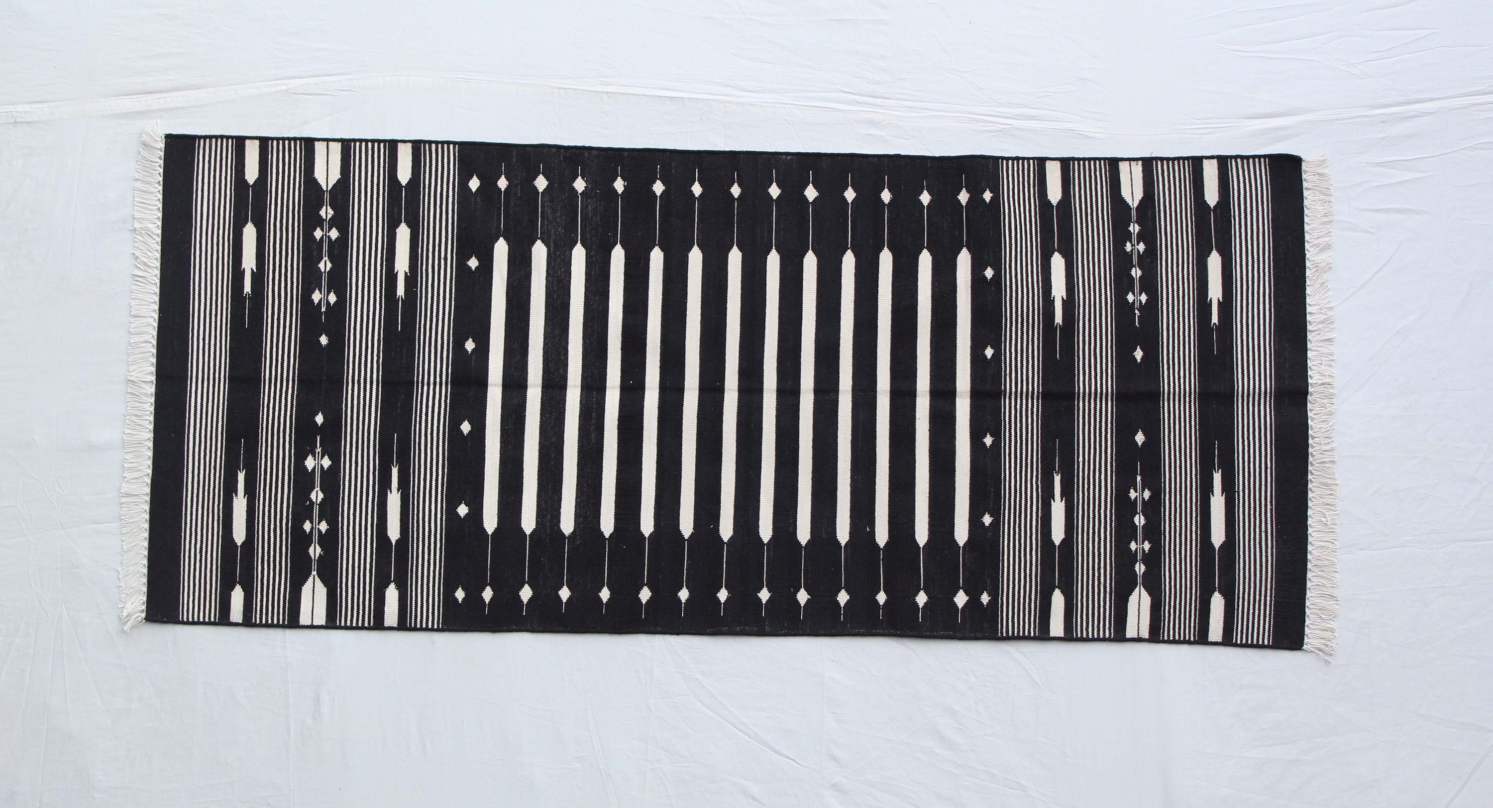 Multi Size Cotton Black and White Runner Rug Hand Woven Runner Etsy UK