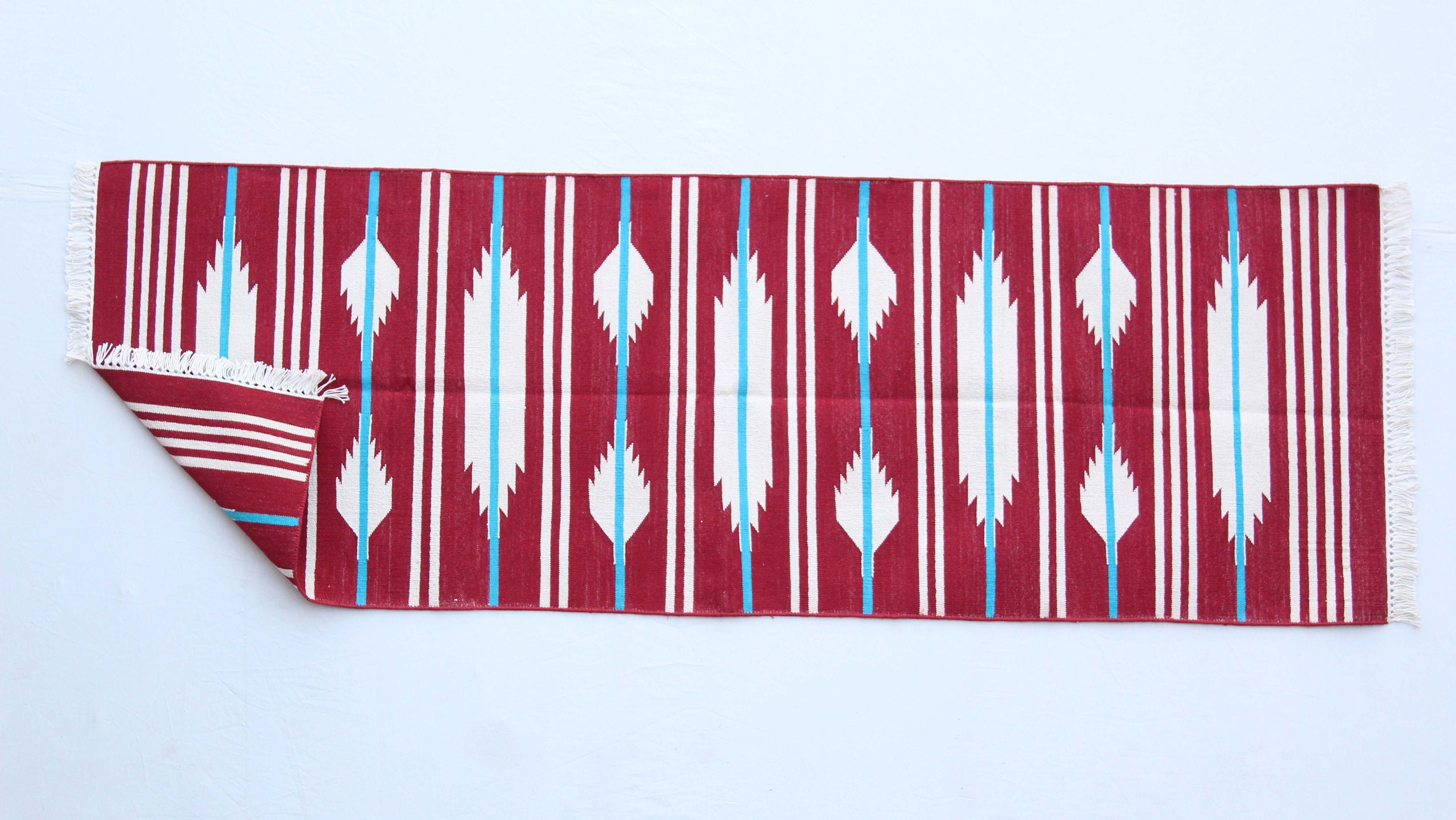 Multisize Handmade Cotton Runner Rug Washable Flat Woven Red Etsy UK