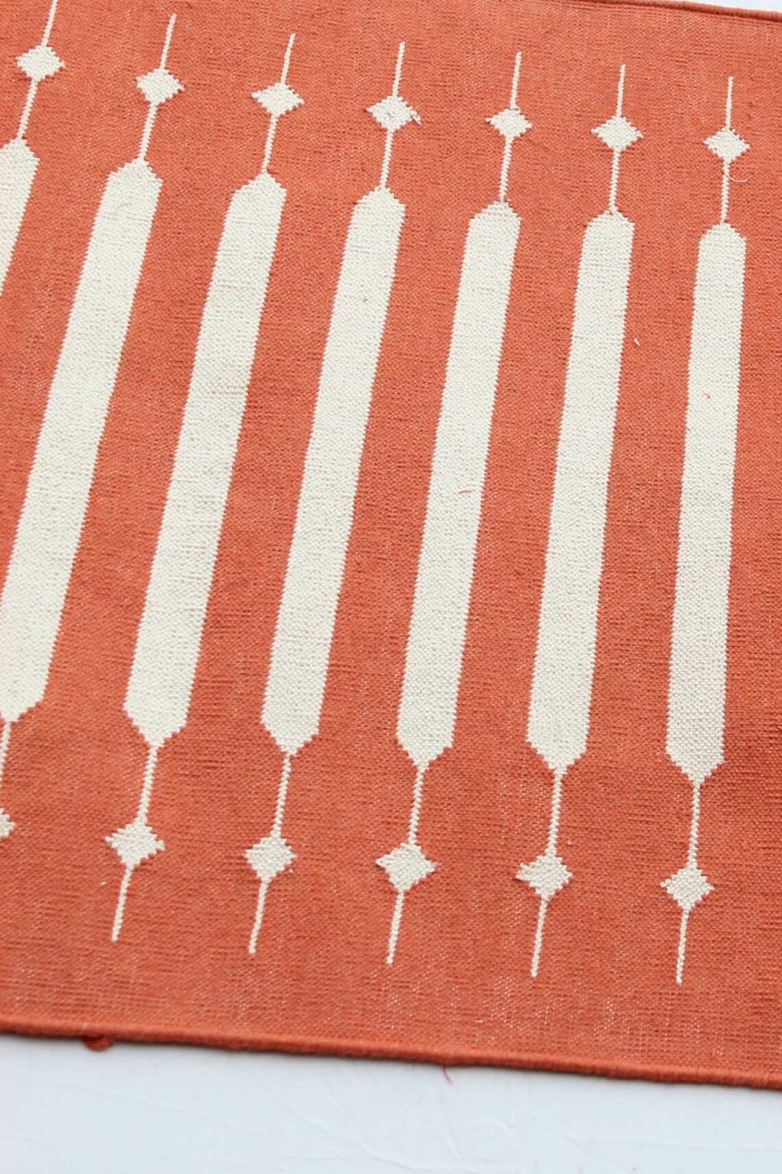 MultiSize Cotton Rug Runner Orange and White stripes Runner Etsy