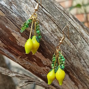 Zitrone Tropfen Ohrringe aus Polymer Clay