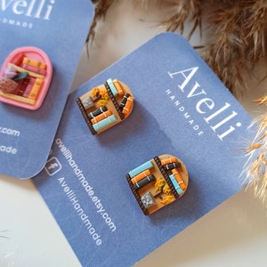 Conjunto de 2 aretes de estantería arcilla polimérica pendientes de libros y plantas LISTO PARA ENVIAR sin níquel ecológico regalo de lector amor por los libros imagen 5