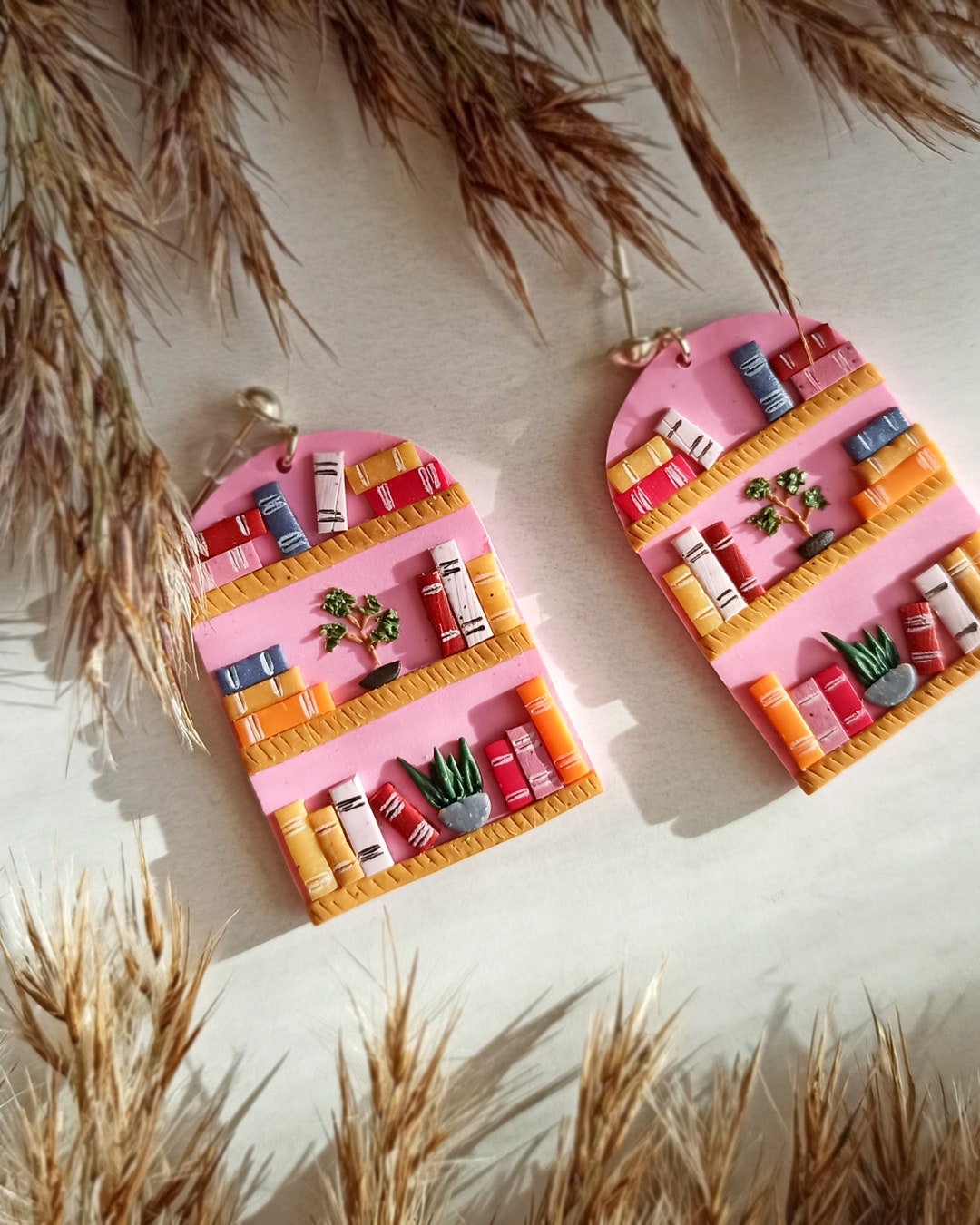 Book Lover Earrings, Book Nerd, Bookcase, Book Worm, Teacher, Handmade