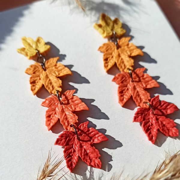 FALL LEAF EARRINGS | Autumn Earrings | Maple Leaf Earrings | Fall foliage earrings | Fall colors earrings | Woodland earrings | Nickel Free