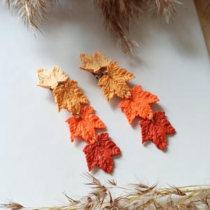 HERBST BLATT OHRRINGE | Herbst Ohrclips | Ahornblatt Ohrringe | Herbstlaub Ohrringe | Herbstfarben Ohrringe | Waldahorn | Rostfreier Stahl