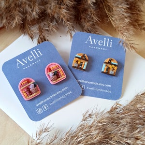 Avelli- Set van 2 boekenplankoorknopjes - polymeerklei - boek- en plantoorbellen - KLAAR VOOR VERZENDING - nikkelvrij - milieuvriendelijk - lezerscadeau-