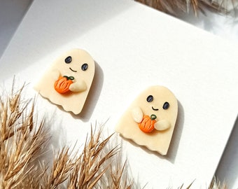 Glow in The Dark Ghost Earrings – Halloween Polymer Clay Studs