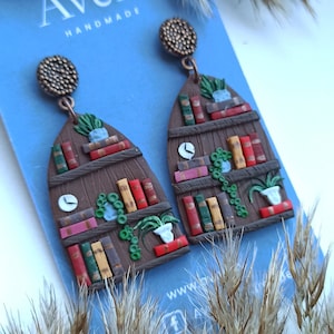 Book Lover Earrings, Book Nerd, Bookcase Earrings, Book Worm, Teacher ...
