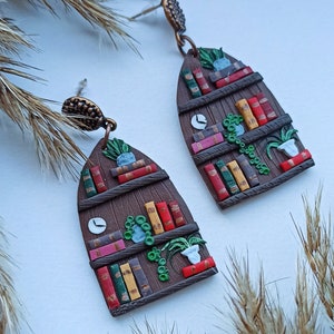 Book Lover Earrings, Book Nerd, Bookcase Earrings, Book Worm, Teacher ...