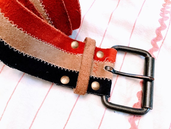 Vintage leather belt/adult belt/accessories/red, … - image 3