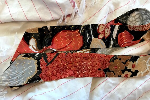 Vintage Scarf/Women's tie/head tie/red/black/whit… - image 3