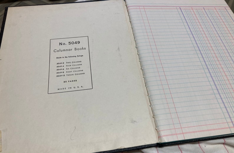 Columnar Book/4 Column/black Hard Cover/accounting Book/numbers Grid